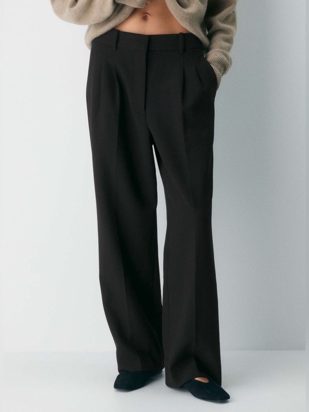 Aritzia The Effortless Pant Eversential High Rise Trouser Pants Heather Black